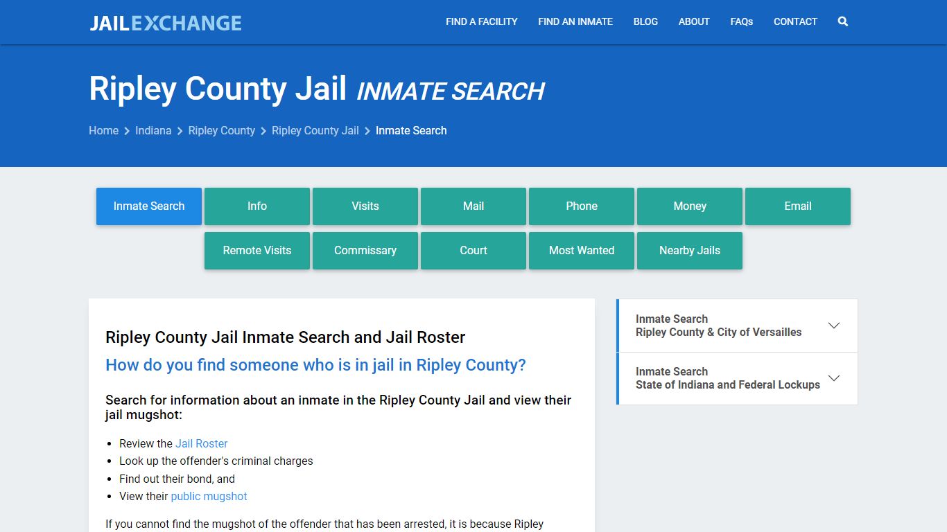 Inmate Search: Roster & Mugshots - Ripley County Jail, IN - Jail Exchange